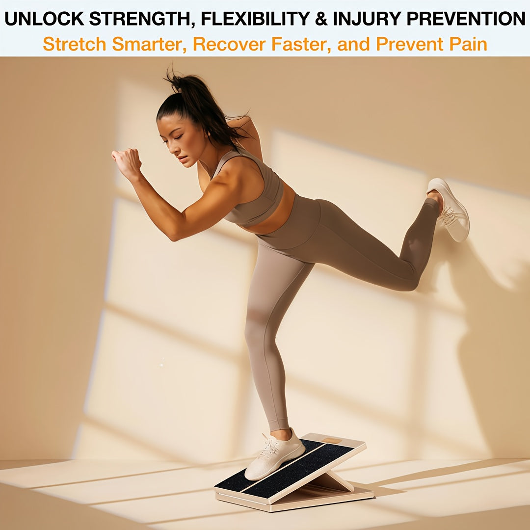 Planche inclinée réglable en bois pour étirement des mollets – Support incliné antidérapant pour squats, mobilité de la cheville et du pied, étirement des talons, kinésithérapie et équilibre
