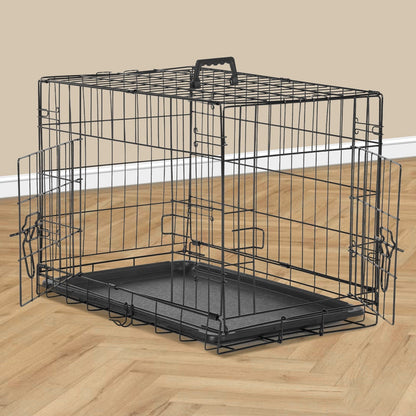 Cage pour chien pliable en fil métallique avec séparateur et plateau étanche – Chenil en métal repliable à double porte pour chiens de petite, moyenne et grande taille, pour intérieur, extérieur et voyage