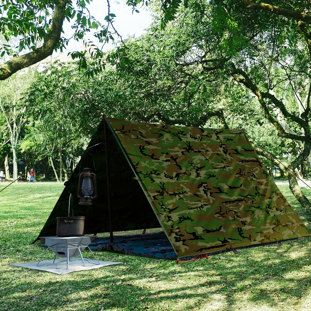 Toile de tente de camping avec protection UV et support en alliage – Abri pliable et portable pour 4 personnes pour randonnée, camping, jardin et survie en plein air | Auvent de camping toutes saisons