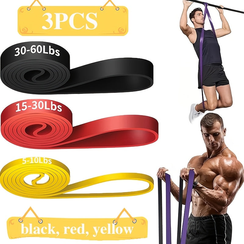 Ensemble de bandes de résistance pour assistance aux tractions pour hommes et femmes – Bandes d'entraînement robustes pour étirements corporels, renforcement musculaire et physiothérapie