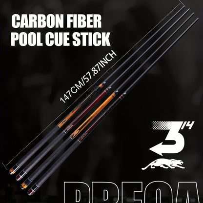 Queue de billard en fibre de carbone PREDAIDR série SP 58" – Queue de billard professionnelle à faible déflexion, procédé 12,5 mm, grip en cuir, joint 3/8x8, 19-20 oz