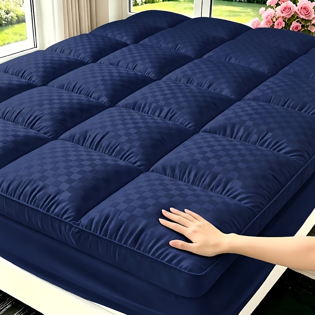 Surmatelas matelassé avec housse rafraîchissante, bonnet profond extensible de 8 à 21 pouces pour lits simple, double, grand lit, très grand lit et très grand lit californien, disponible en blanc, gris, noir et bleu marine