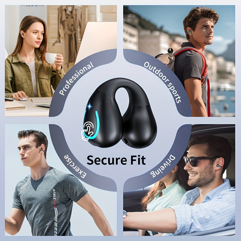 Écouteurs sans fil à conduction ouverte Bluetooth 5.4 TWS, perception ambiante à 360 degrés, appels clairs ENC, commandes tactiles, confort toute la journée, écouteurs de sport et de fitness, maintien sûr, conception véritablement ouverte