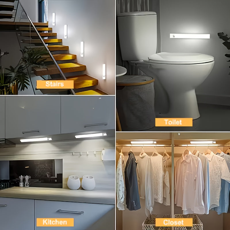 Éclairage de placard LED à détecteur de mouvement, intensité variable, rechargeable par USB-C – Température de couleur réglable (blanc et chaud), 3 modes, fixation magnétique pour cuisine, placard, chambre, escalier et bureau, 10/20/30 cm