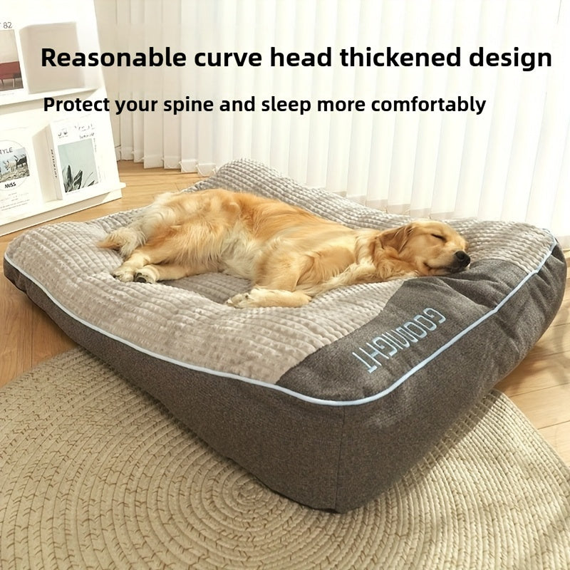 Canapé-lit futon de luxe à carreaux pour chiens et chats de taille moyenne et grande – Garnissage en polyester doux toutes saisons, fond antidérapant, parfait pour les golden retrievers, comprend des balles jouets en bonus, lit douillet pour chien