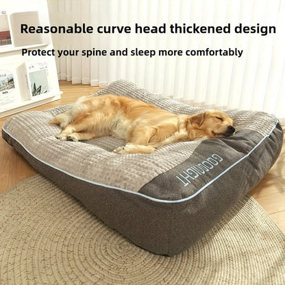 Canapé-lit futon de luxe à carreaux pour chiens et chats de taille moyenne et grande – Garnissage en polyester doux toutes saisons, fond antidérapant, parfait pour les golden retrievers, comprend des balles jouets en bonus, lit douillet pour chien