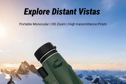 Monoculaire HD 10x42 avec adaptateur pour téléphone et trépied – Longue-vue compacte à lentilles FMC pour l'observation des oiseaux, la faune, la randonnée, le camping, les concerts et le sport – Noir et vert, cadeau de Noël