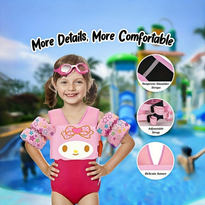 Gilet de natation pour enfants avec brassards, sangles réglables en nylon, motif dessin animé mignon, pour enfants de 9 à 30 kg (2 à 9 ans), aide à la natation pour piscine, plage et lac, gilet flottant d'apprentissage pour garçons et filles