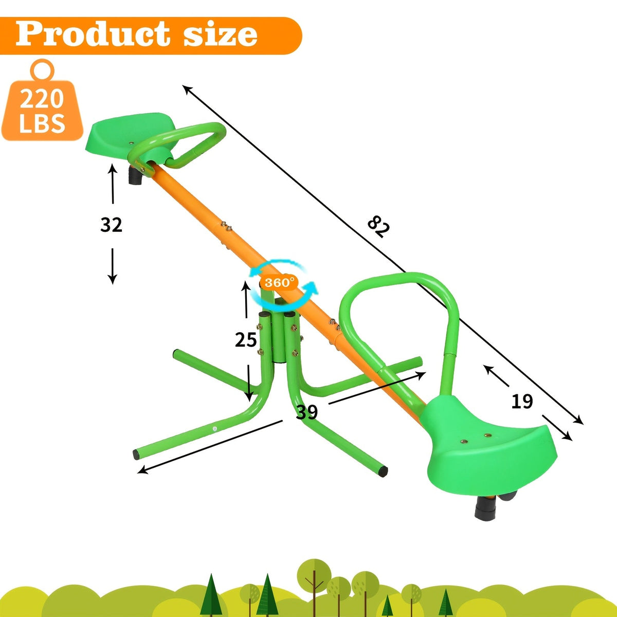 Balançoire à bascule rotative à 360 degrés pour extérieur, voiture à bascule 2 places et 4 places, équipement de terrain de jeu robuste en métal pour jardin, jeu d'extérieur tournant pour enfants, cadeau d'anniversaire pour garçons et filles