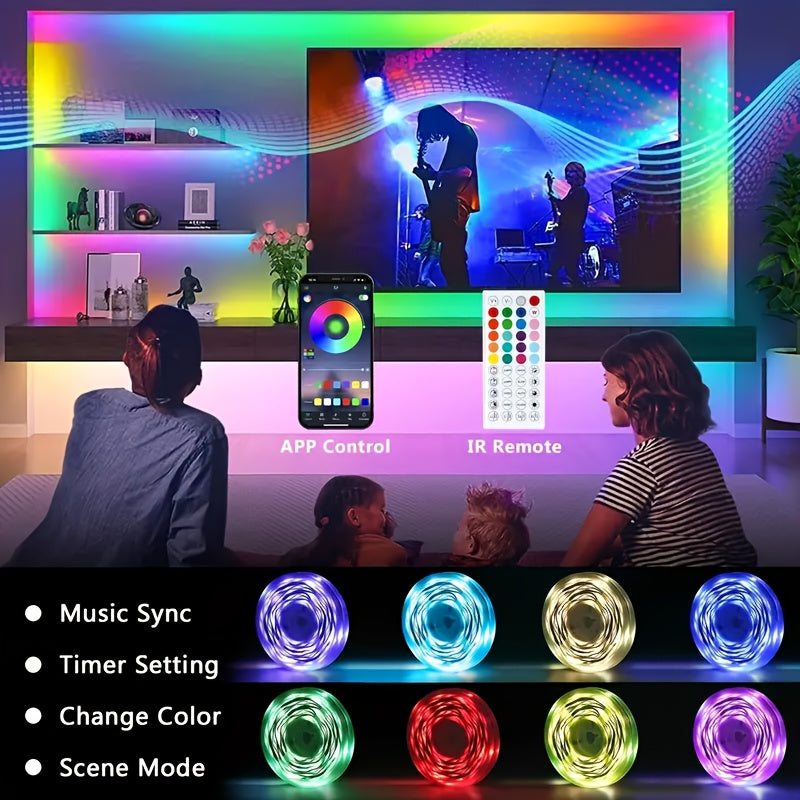 Ruban LED RVB de 15 m à 80 m – Changement de couleur avec télécommande 44 touches, mode DIY, intensité réglable, pour chambre, salon, Noël, fêtes et décoration intérieure