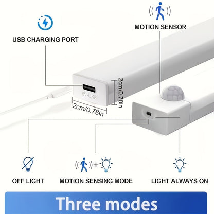Lampes d'armoire à détecteur de mouvement LED rechargeables par USB, 6, 9, 12 pièces, veilleuse sans fil, 3 modes réglables pour chambre, escalier, cuisine, placard, sous armoire, lecture au chevet, couloir, éclairage domestique