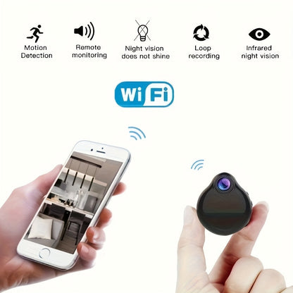 Mini caméra corporelle WiFi – Micro caméra portable avec détection de mouvement, enregistrement vidéo et audio, webcam de surveillance pour la sécurité domestique, batterie intégrée, surveillance à distance sans fil