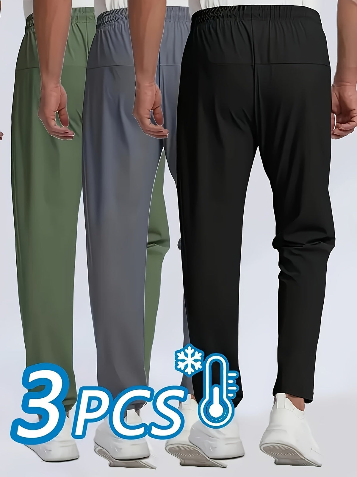 Pantalon de sport pour homme, lot de 3, léger, extensible, séchage rapide, pour course, escalade, activités en plein air – Vêtement de sport respirant multicolore pour l'été, S-XXXL