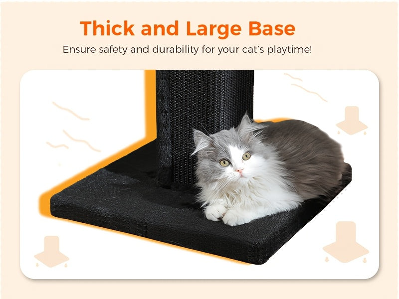 Arbre à chat à plusieurs niveaux avec poteau en sisal et jouets suspendus pour chats d'intérieur, tour d'escalade robuste et centre d'activités pour chats énergiques, disponible en gris et noir