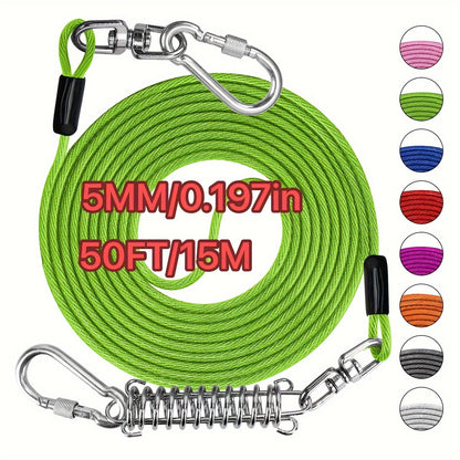 Laisse pour chien ultra-résistante de 1,8, 3, 4,5, 9, 15, 23 ou 30 mètres, câble d'attache d'entraînement pour grands chiens jusqu'à 225 kg, corde de course durable et résistante aux morsures pour le jardin