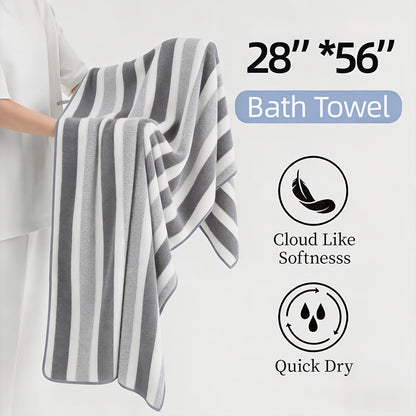 Ensemble de serviettes de bain rayées, absorbantes, à séchage rapide, ultra douces et douces pour la peau, 70 x 140 cm, pour la maison, la salle de bain ou la plage – Disponible en lot de 1 ou 4, plusieurs couleurs au choix