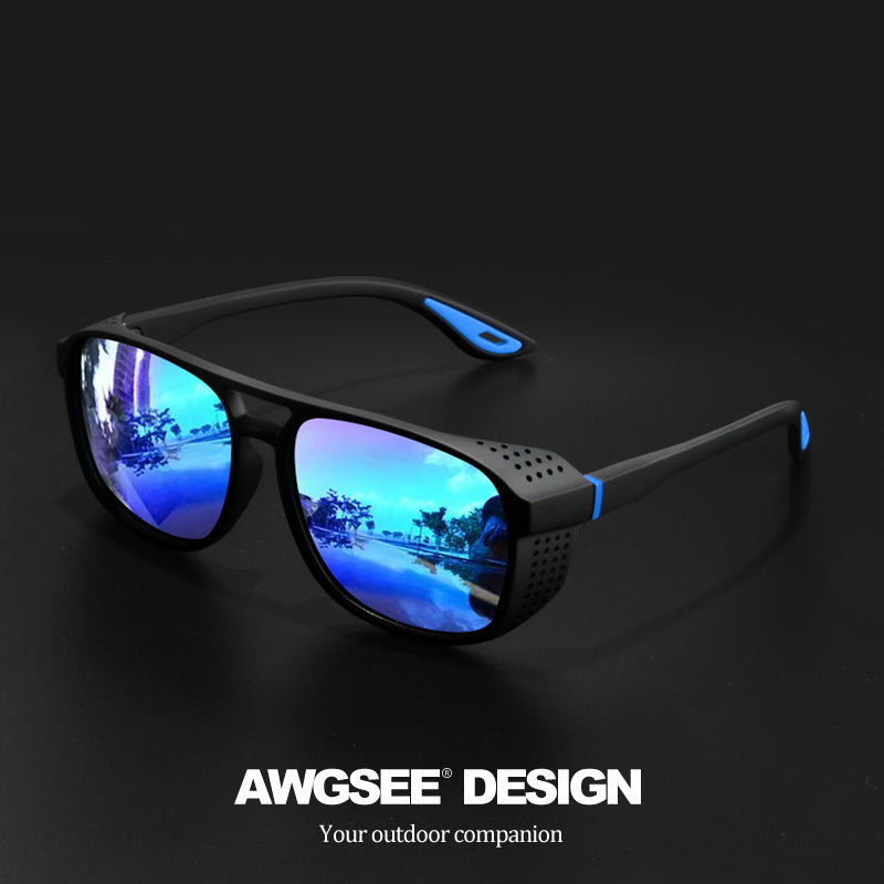 Lunettes de soleil sport polarisées Steampunk pour hommes et femmes – Verres HD UV400 pour le cyclisme, la course, la pêche et la conduite, monture durable avec découpes latérales, lunettes de sport en plein air
