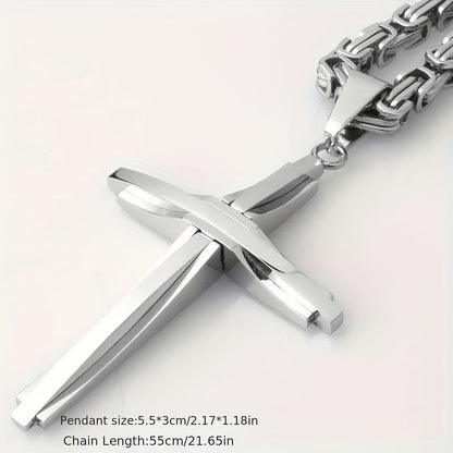 Ensemble collier et bracelet croix en acier inoxydable, bijoux bohème vintage épais pour hommes et femmes, idéal pour le quotidien ou en cadeau