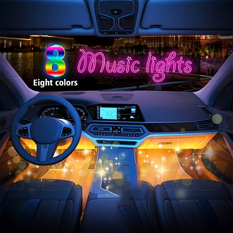 Kit d'éclairage intérieur LED RGB pour voiture, 4 bandes lumineuses pour espace aux pieds, 16 couleurs, alimenté par USB avec télécommande, éclairage d'ambiance DIY pour tous véhicules, voitures, camions et SUV