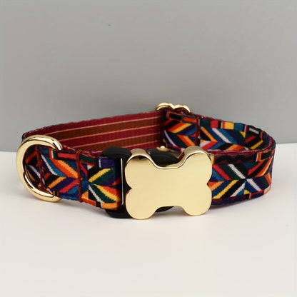Collier pour chien ajustable en polyester avec breloque en forme d'os en métal – Collier élégant et coloré pour chiens de petite à grande taille, tailles XS S M L XL, 6 couleurs