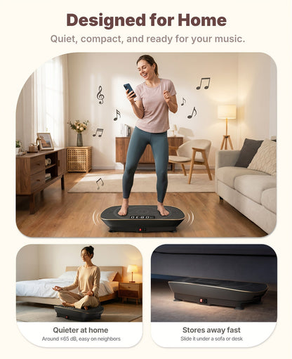 Plaque vibrante MERACH CV30 Pro, plateforme d'exercice corps complet à détection automatique avec haut-parleur Bluetooth, bandes de résistance, 10 niveaux de vitesse, écran LED, capacité de 150 à 200 kg – Appareil de fitness pour domicile