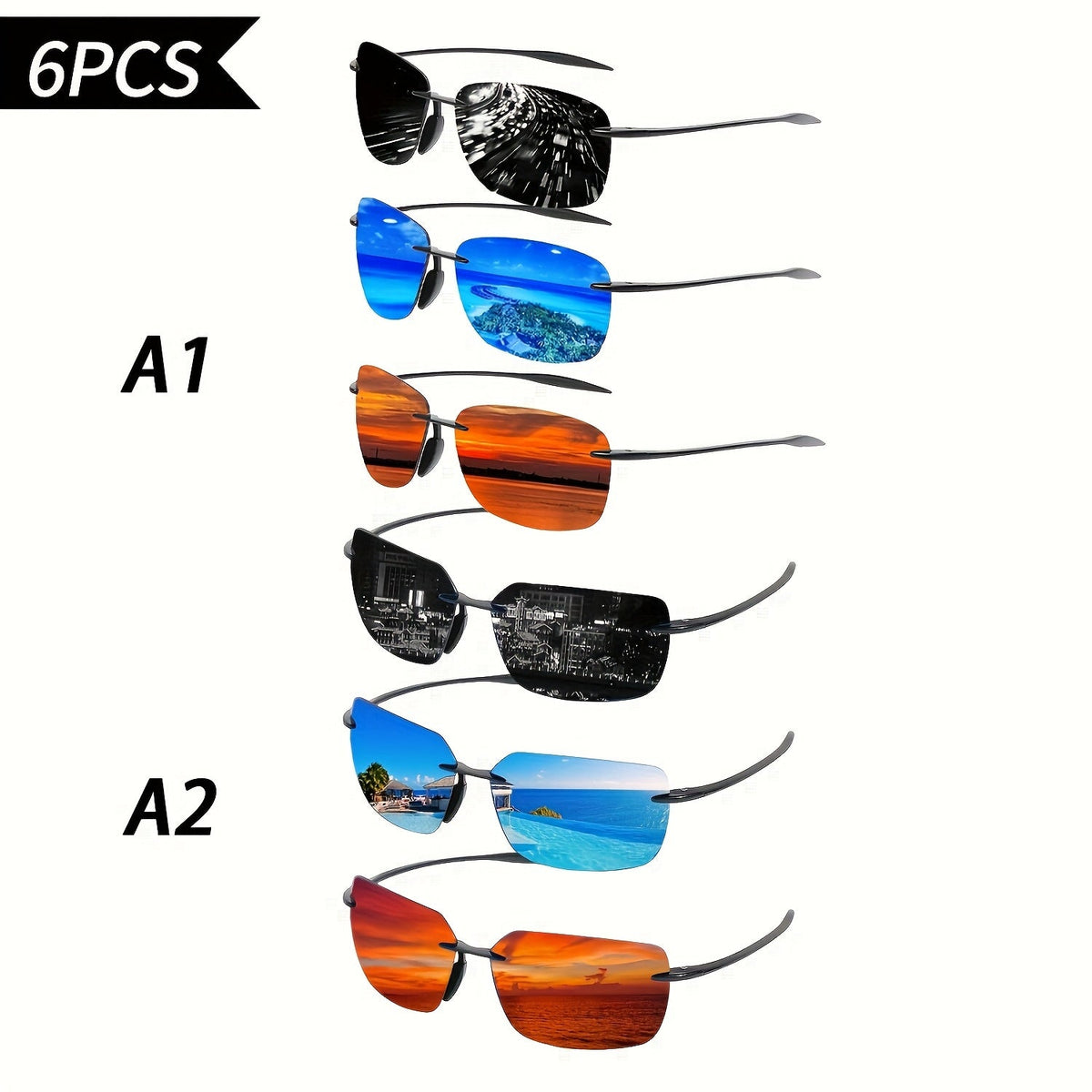 Lunettes de soleil polarisées pour hommes – Pack de 3 ou 6, protection UV400, verres HD anti-reflets, monture en polycarbonate légère, lunettes pour la conduite et les sports de plein air, lot cadeau pour lui