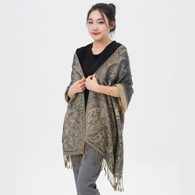 Phoenix Tail Paisley Pashmina Scarf – Thick Warm Wrap Shawl for Women, Luxurious Soft Fabric in 17 Vibrant Colors, Versatile for Formal Events, Everyday Wear & Gifting