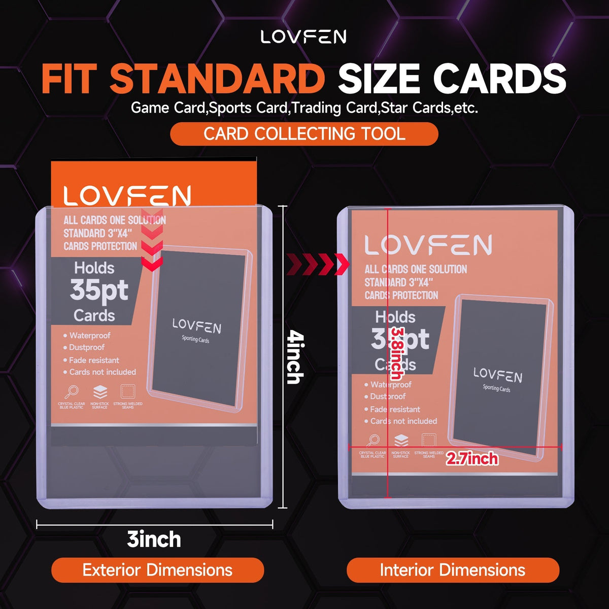 Lot de 2000 protecteurs de cartes rigides (Top Loaders) 3x4 - Étuis rigides pour cartes de baseball, football, basket-ball, Pokémon, MTG et autres cartes à collectionner | Étui de rangement en gros