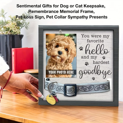 Cadre photo commémoratif en bois pour animal de compagnie avec support de collier – Cadeau de sympathie pour chien et chat « My Hardest Goodbye », cadre souvenir de 9x9 pouces pour le deuil d'un animal, 3 modèles disponibles