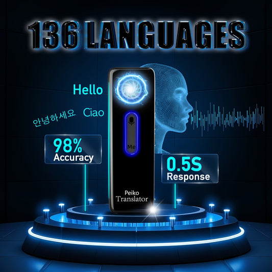 Appareil de traduction portable – Traduction vocale instantanée bidirectionnelle, 136 langues, prise en charge Wi-Fi et hors ligne, traducteur IA haute précision pour les voyages, les affaires, l'apprentissage et la communication internationale