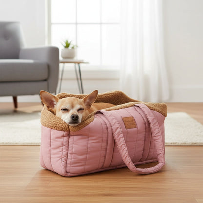 Sac de transport d'hiver pour animaux avec fermeture à pression – Sac fourre-tout chaud et confortable pour petits chiens et chats, idéal pour les activités en extérieur, disponible en marron, noir, beige, rose, vert et bleu