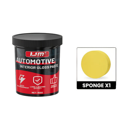 Crème de restauration et blanchiment pour plastiques automobiles KJM 150g avec éponge – Rénovateur tout-en-un pour tableau de bord, pneus et sièges, lustrant pour intérieur de voiture, soin des tissus d'ameublement, brillance longue durée et protection UV