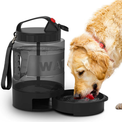 Gourde portable pour chien de 2,2 L avec bol pliable intégré, grande capacité, anti-fuite, idéale pour les voyages, la randonnée, le camping, le parc, pour chiens de toutes tailles