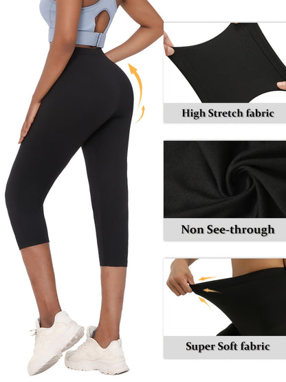 Lot de 5 leggings Capri femme ultra-extensibles – Pantalons de sport 7/8 opaques non transparents, collants athlétiques 92 % polyester 8 % élasthanne pour salle de sport, running et yoga, lavables en machine, XS-XXL, couleurs mélangées