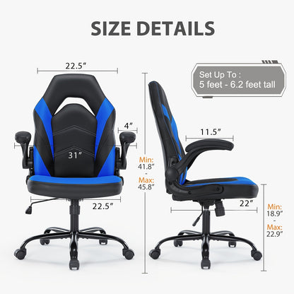 Chaise de gaming ergonomique avec repose-pieds et soutien lombaire – Fauteuil d'ordinateur esport style course, accoudoirs fixes, dossier inclinable réglable, chaise de bureau pour adultes