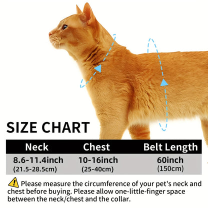 Ensemble harnais et laisse pour chat anti-fugue, harnais de poitrine réglable, doux et léger, confortable et sûr pour la promenade et le voyage, pour chats et chatons de petite, moyenne et grande taille