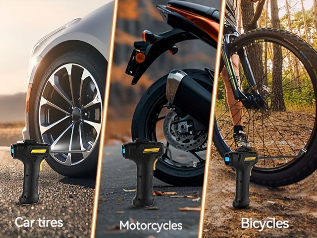 Compresseur d'air portable pour pneus – Pompe à air sans fil 150 PSI avec arrêt automatique, manomètre numérique et lampe LED pour voitures, motos, vélos et ballons, rechargeable