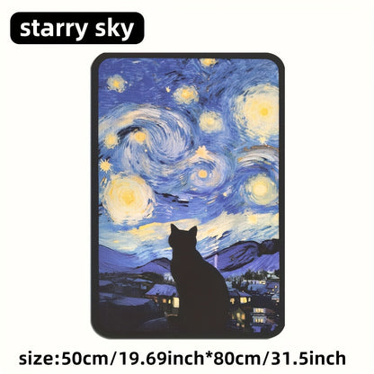 Cat Scratching Mat Self-Adhesive – Durable Sisal Scratch Pad for Indoor Cats to Sharpen Claws & Play, 20x31.5 Inch Large Cat Scratcher Board, Starry Sky / Pearl Cat / Sunflower Designs, Interactive Cat Toy