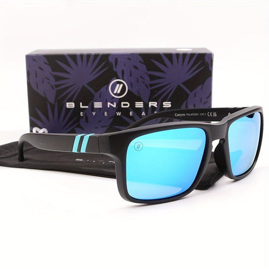 Lunettes de soleil carrées vintage polarisées pour hommes, protection UV400 avec revêtement miroir – Lunettes de conduite mode classique en 8 couleurs : bleu, noir, vert, rouge, violet, argent et plus