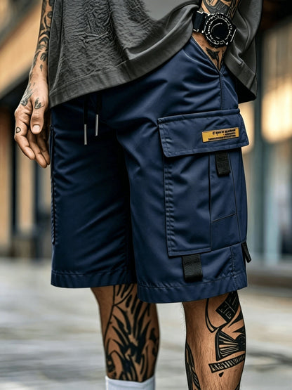 Lot de 4 shorts cargo pour homme, séchage rapide, multi-poches, taille élastique avec cordon de serrage, coupe ample, short de sport pour fitness, golf et activités en plein air – Vêtement de travail décontracté, léger et respirant, S-XXXL