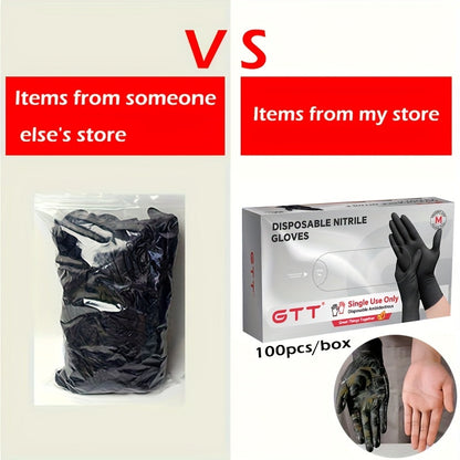 Gants jetables en nitrile noir, boîte de 200 – Épaisseur 6 mil, sans latex, sans poudre, résistants aux produits chimiques, forme flexible et ajustée, S/M/L/XL pour la mécanique, l'entretien, le nettoyage, la restauration et l'usage médical