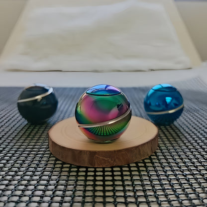 Toupie gyroscope à bille rotative, jouet anti-stress de bureau à double roulement haute vitesse, cadeau de fête, bleu irisé noir