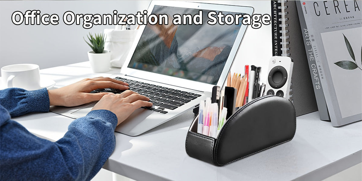 Organisateur de bureau avec 5 compartiments pour télécommandes – Boîte de rangement de chevet pour télécommandes TV, stylos, lunettes, fournitures de bureau et accessoires domestiques