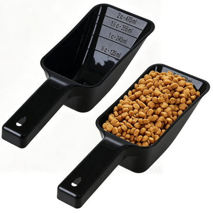 Cuillère doseuse pour nourriture pour animaux avec graduations – Pelle de contrôle des portions en plastique lavable au lave-vaisselle pour chiens et chats, outil de nourrissage précis et portable, 1 ou 2 pièces, noir gris bleu rouge