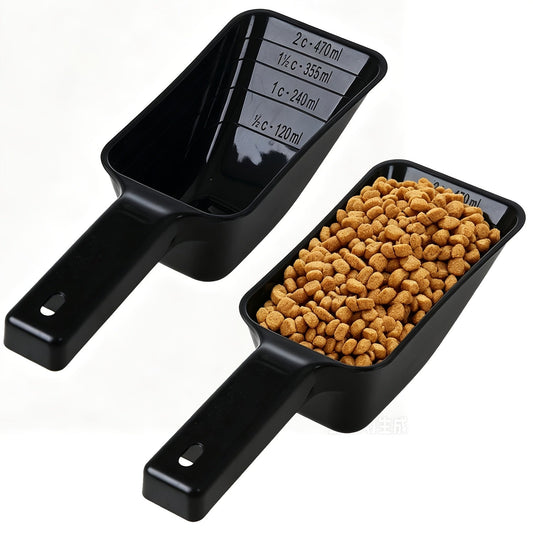 Cuillère doseuse pour nourriture pour animaux avec graduations – Pelle de contrôle des portions en plastique lavable au lave-vaisselle pour chiens et chats, outil de nourrissage précis et portable, 1 ou 2 pièces, noir gris bleu rouge
