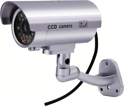 Caméra de surveillance factice – Système de vidéosurveillance simulée, lumières LED réalistes, support réglable et autocollants d'avertissement, caméra leurre de sécurité pour intérieur et extérieur – Lot de 2 ou 4
