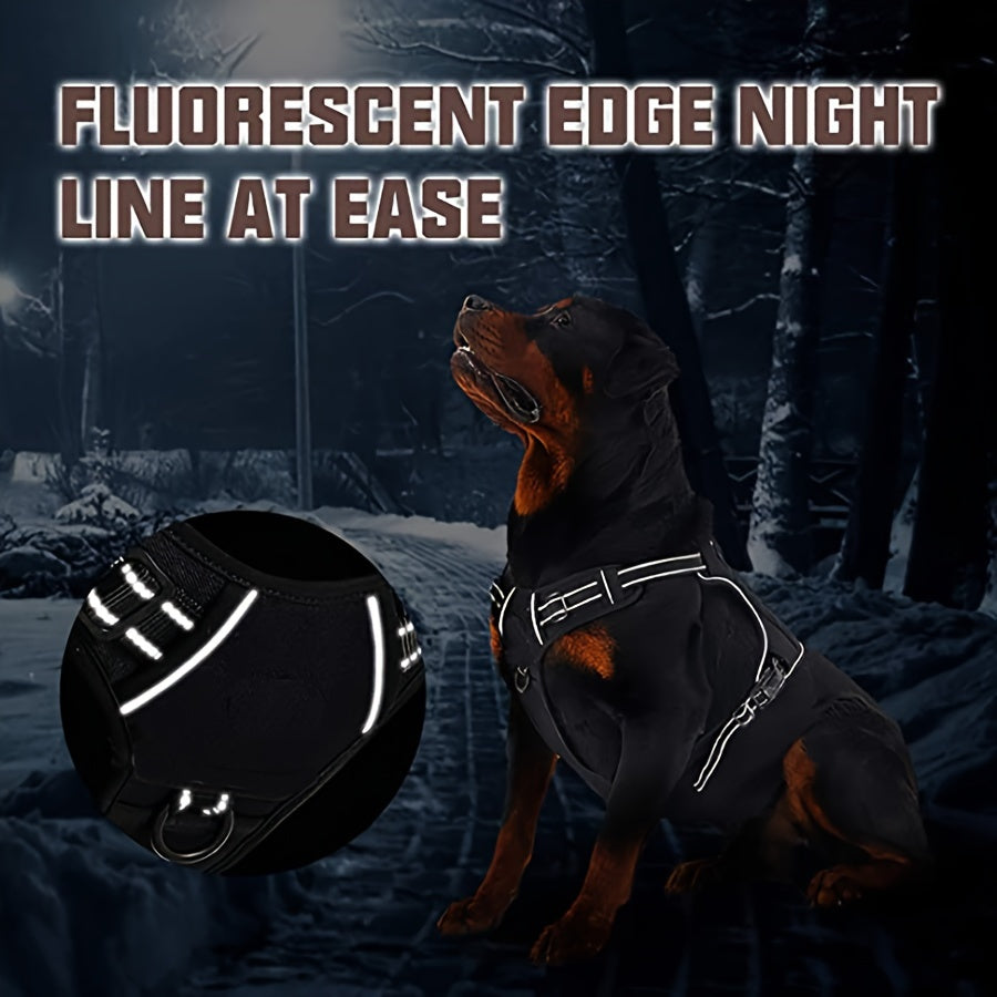 Harnais réfléchissant anti-traction pour chien avec poignée de contrôle – Gilet tactique militaire pour chiens d'assistance et d'entraînement, tailles S-XL, polyester durable, coupe ajustable pour chiens moyens et grands