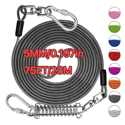 Laisse pour chien ultra-résistante de 1,8, 3, 4,5, 9, 15, 23 ou 30 mètres, câble d'attache d'entraînement pour grands chiens jusqu'à 225 kg, corde de course durable et résistante aux morsures pour le jardin