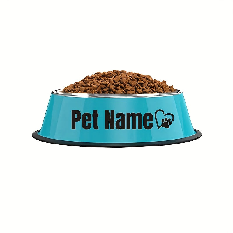 Gamelle personnalisée en acier inoxydable pour chien et chat - Bol gravé au nom de votre animal avec motif patte, cœur et couronne, antidérapante, 200 ml / 400 ml / 1000 ml, écuelle pour nourriture et eau, idée cadeau