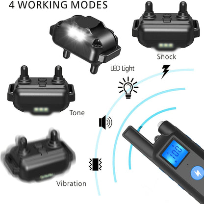 Collier de dressage pour chien avec télécommande – Modes vibration et son, sangle en nylon réglable pour chiens de petite à grande taille, 1 télécommande pour contrôler 1, 2 ou 3 chiens